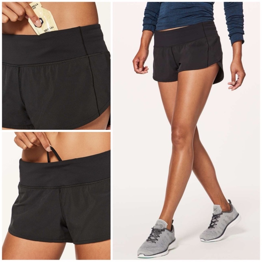 lululemon athletica Black Women's Athletic Overlay Shorts - Picture 2 of 8